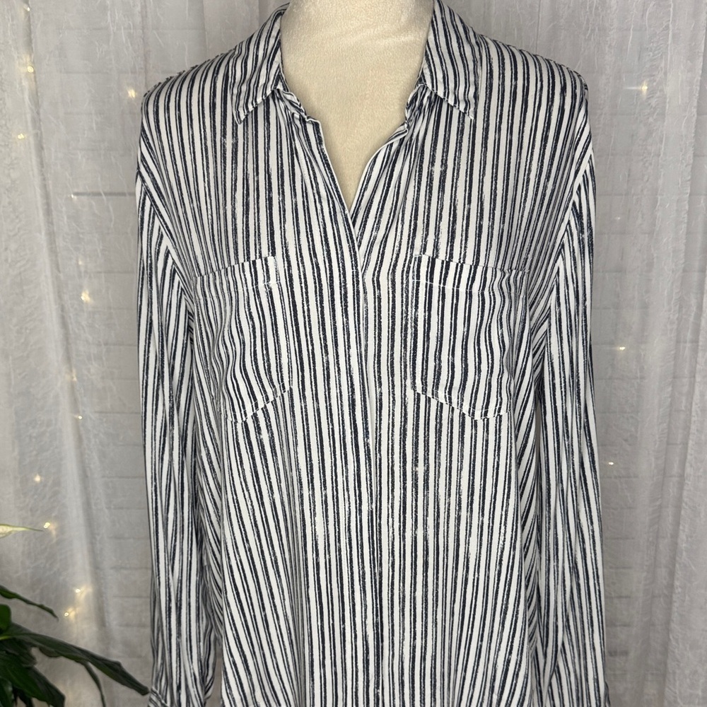 Velvet Heart Black and White Striped Blouse